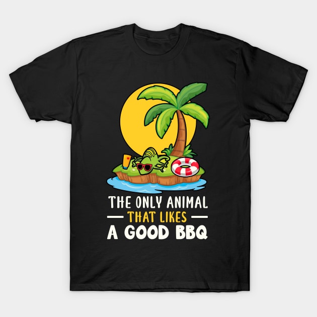 the Only Animal That Likes A Good BBQ Lizard Reptiles T-Shirt by Caskara